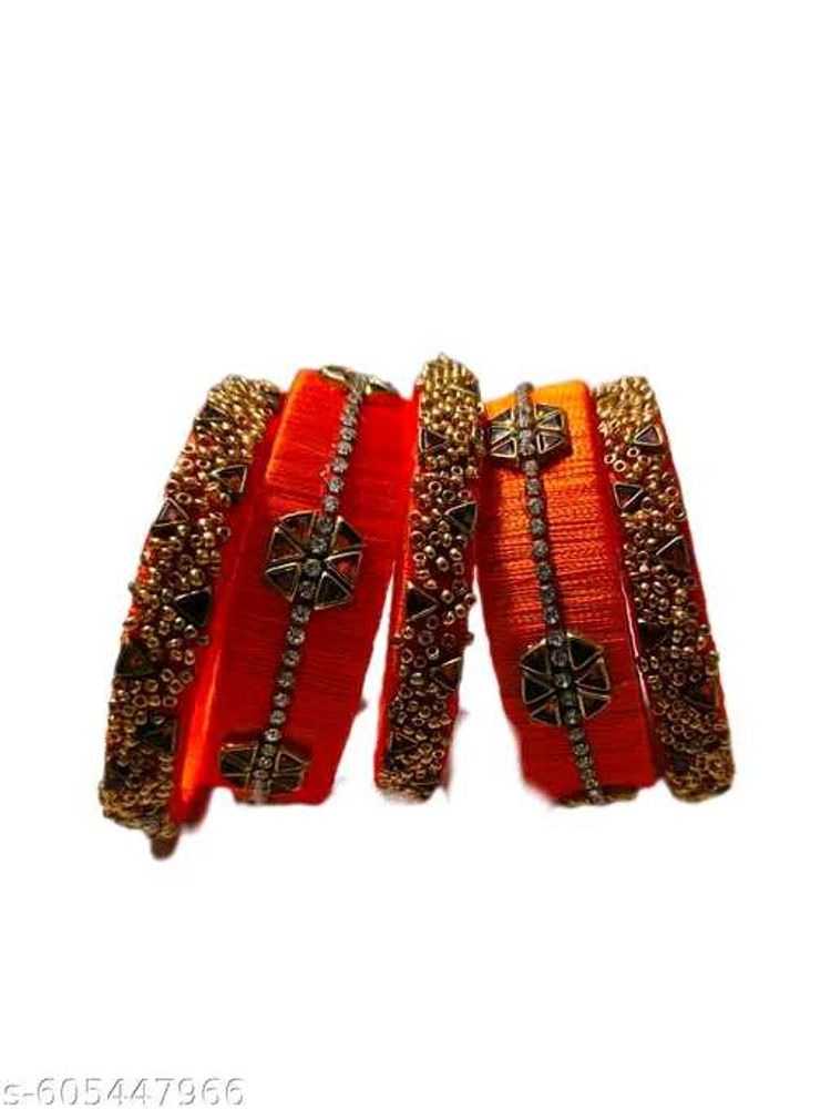 Orange Bangles - Set of 4