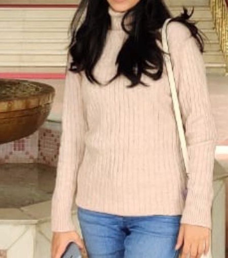 Beige Turtleneck Sweater