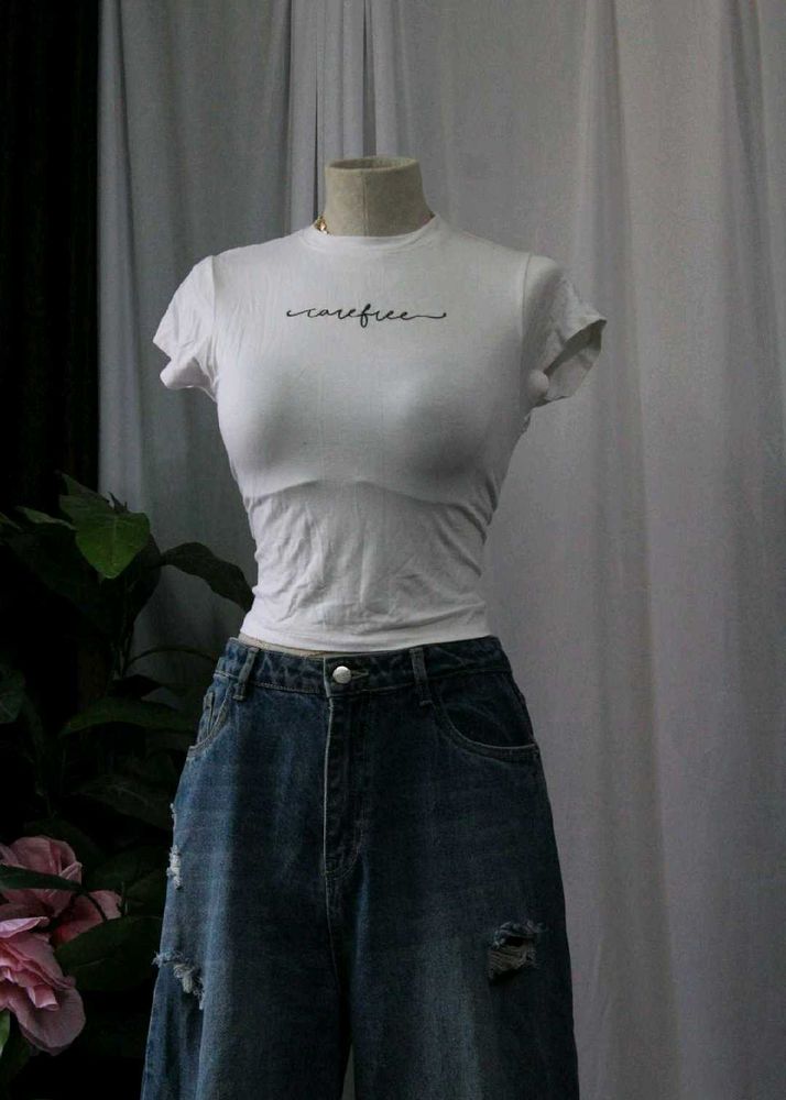White &#39;Carefree&#39; Tee