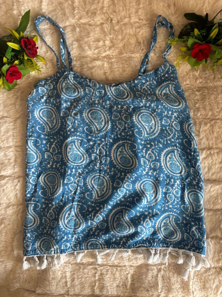 Blue Paisley Tank Top