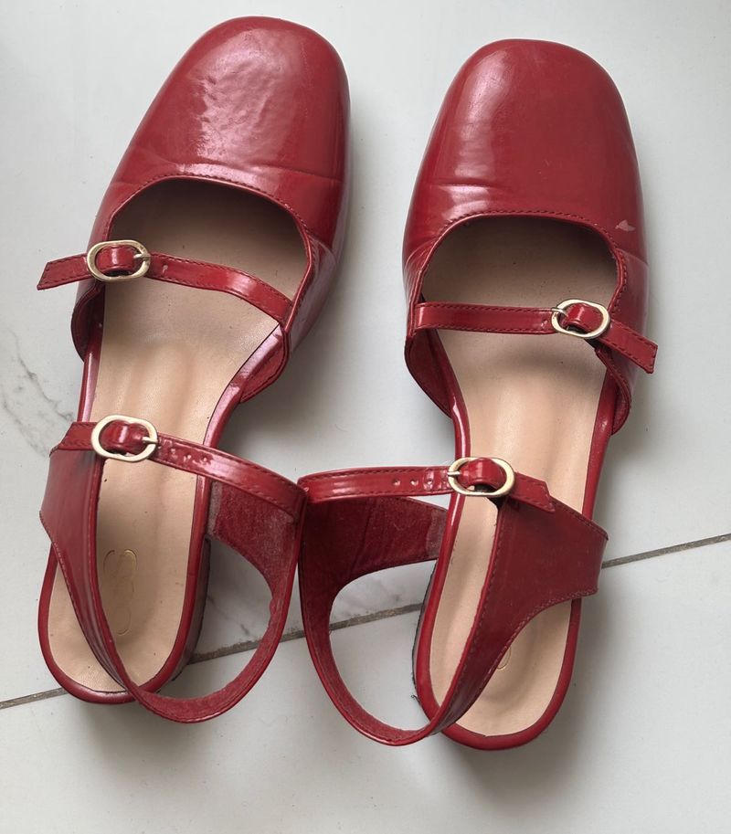 Red Slingback Flats- Mary Jane