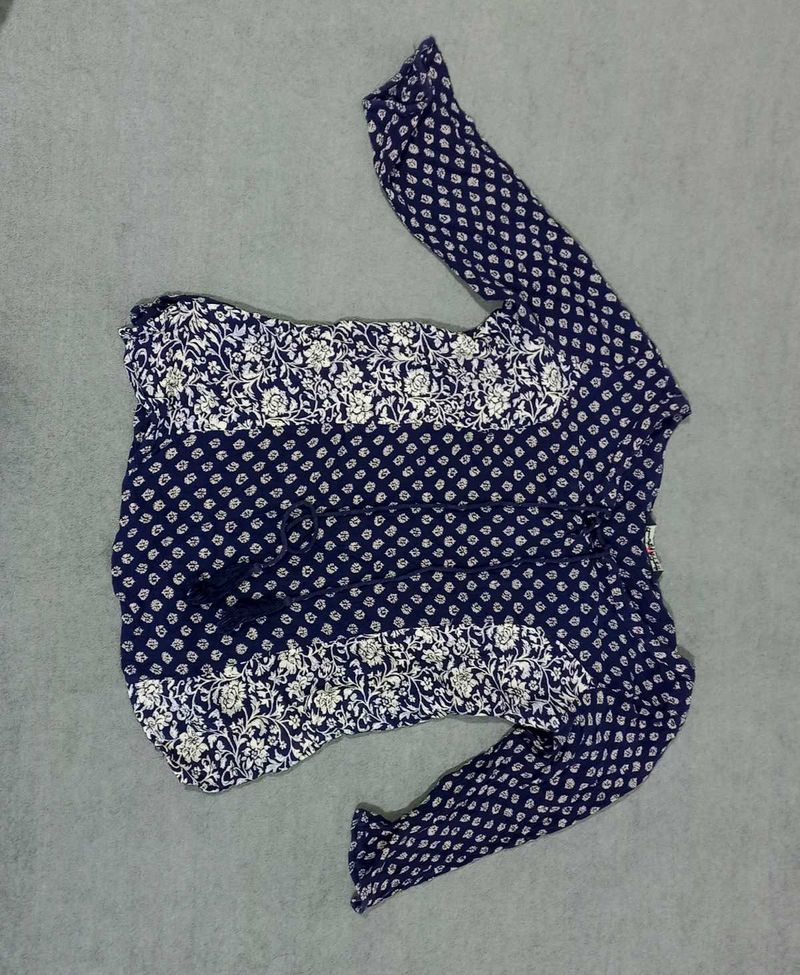 Blue Floral Print Top