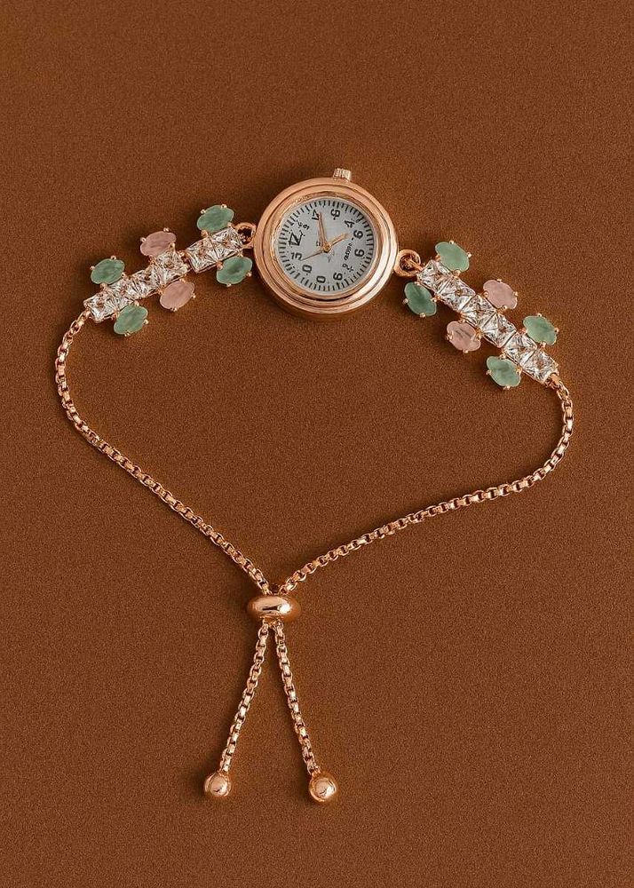 Rose Gold Gemstone Bracelet Watch