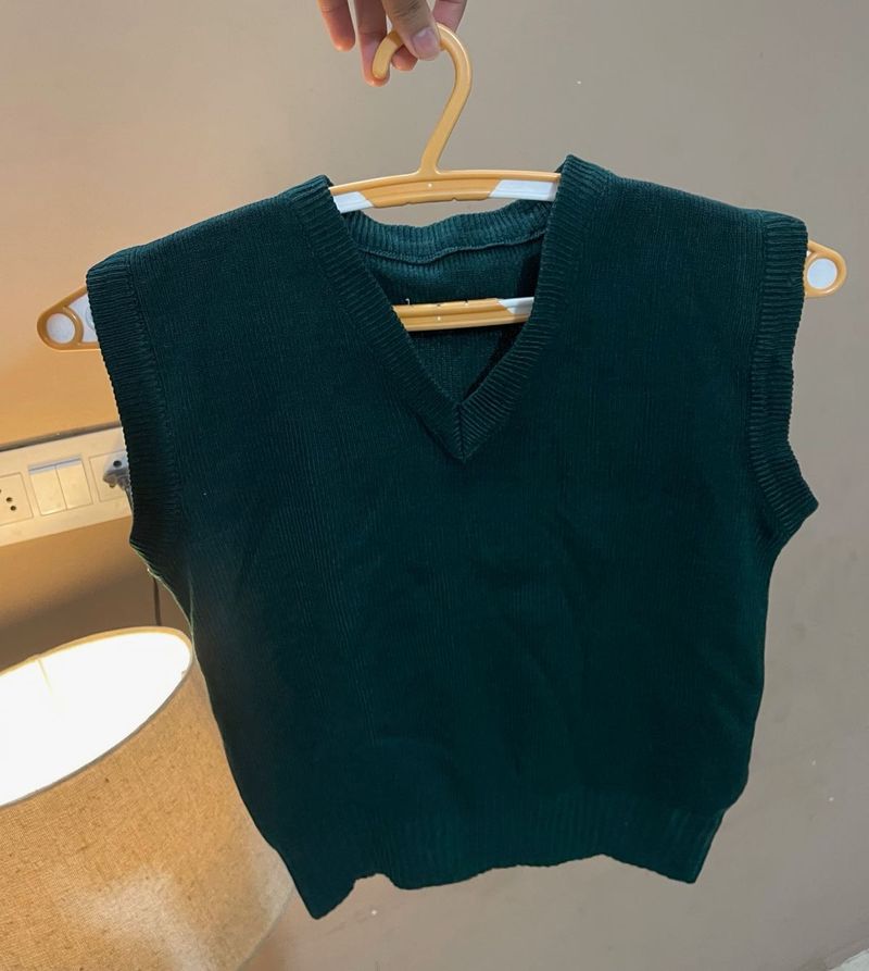 Green Knit Vest Top