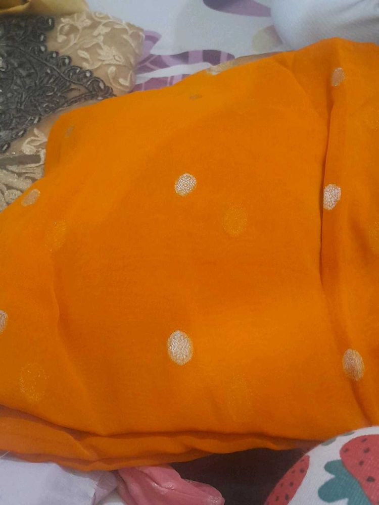 Orange Polka Dot Saree