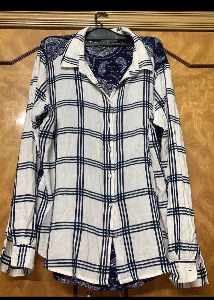 Blue Oversized Check Shirt