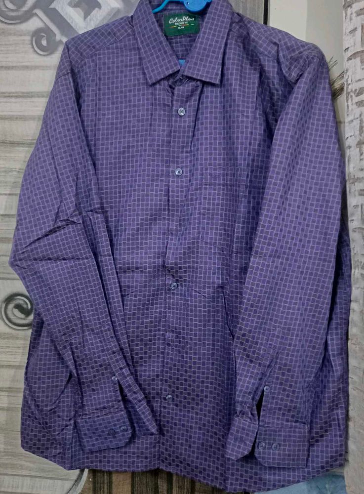 ColorPlus Purple Plaid Shirt XL