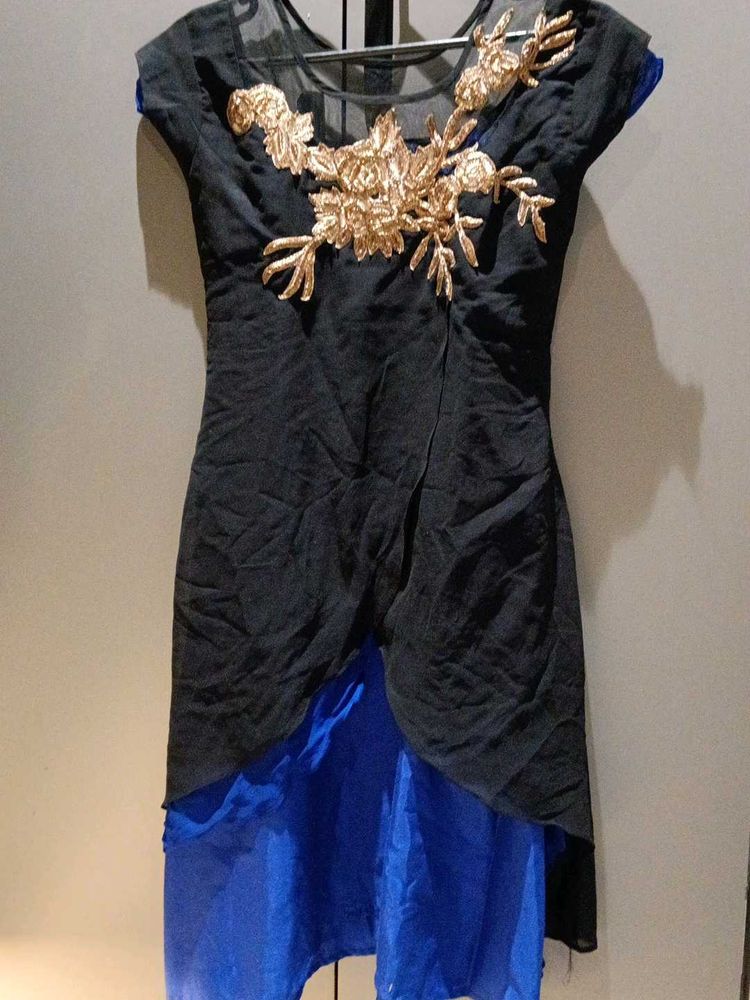 Elegant Black Dress with churidar bottom