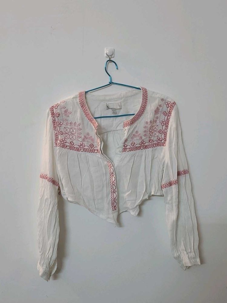 Embroidered White Blouse