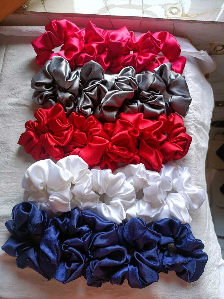 5-Colorful Satin Scrunchies