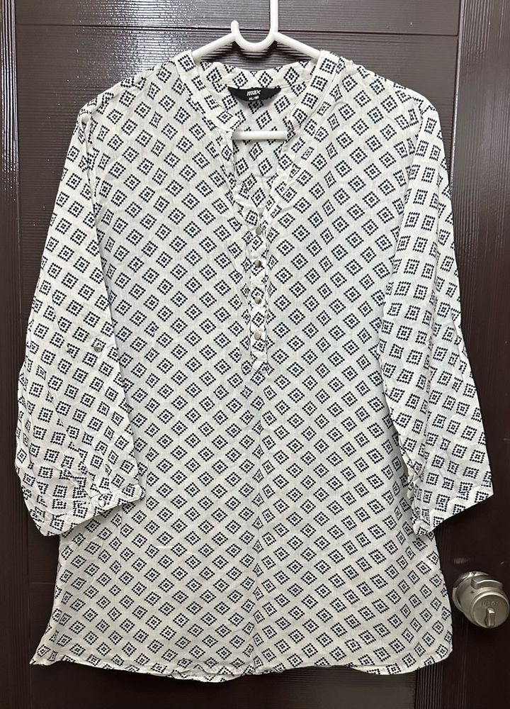 Max White And Blue Printed Tunic