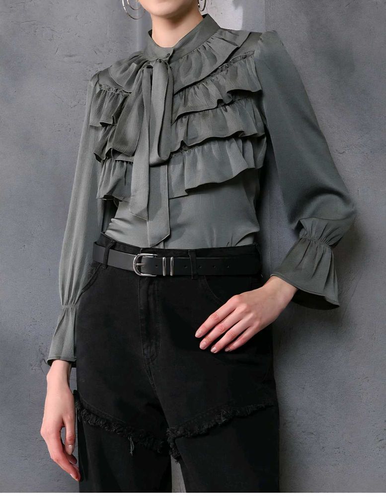 Shein Flounce Sleeve Textured Tailored Fit Layered