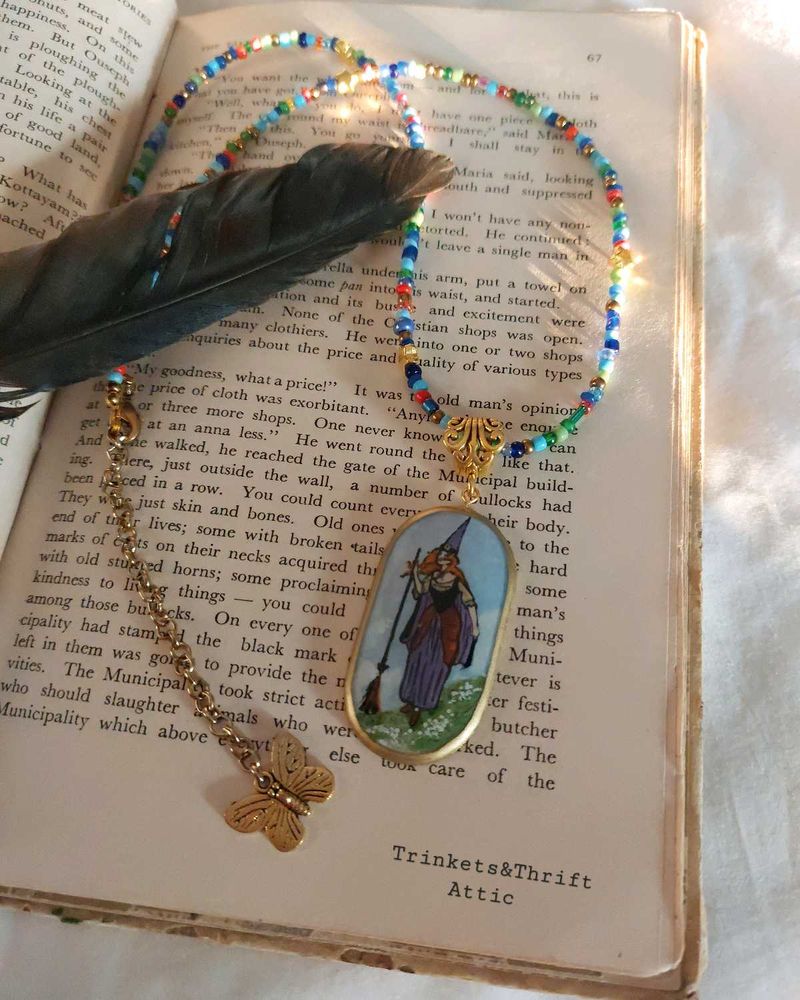Gypsy Witch Pendant Beaded Necklace