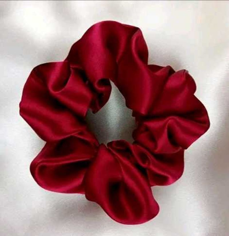 2 Burgundy Satin Scrunchie