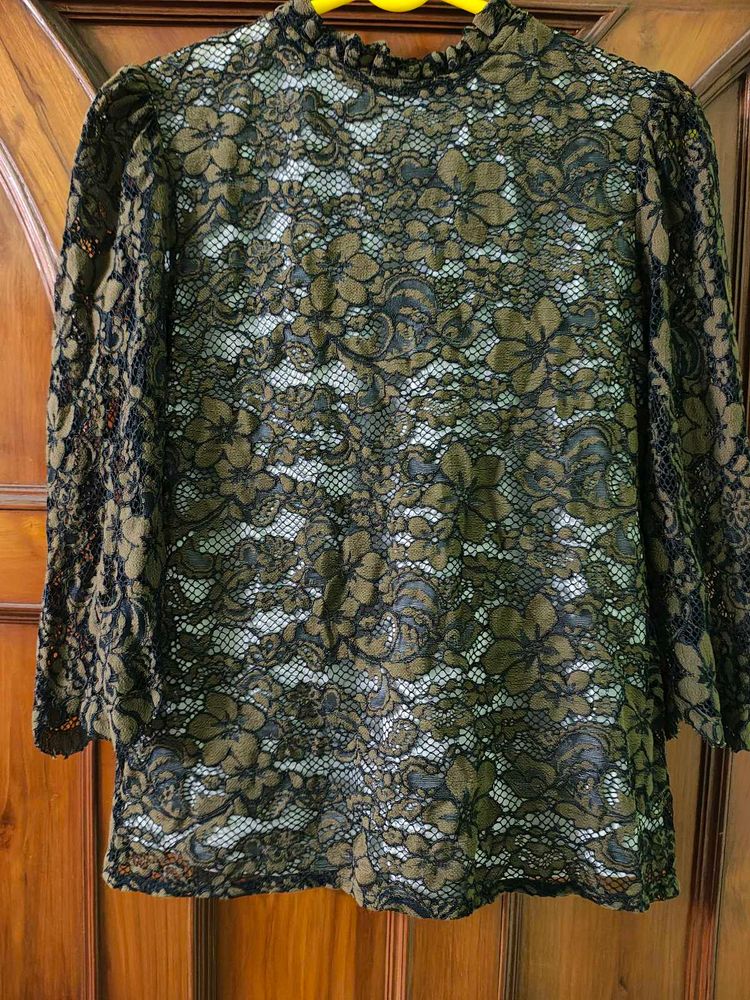 Shopers Stop  Lace High Neck Top