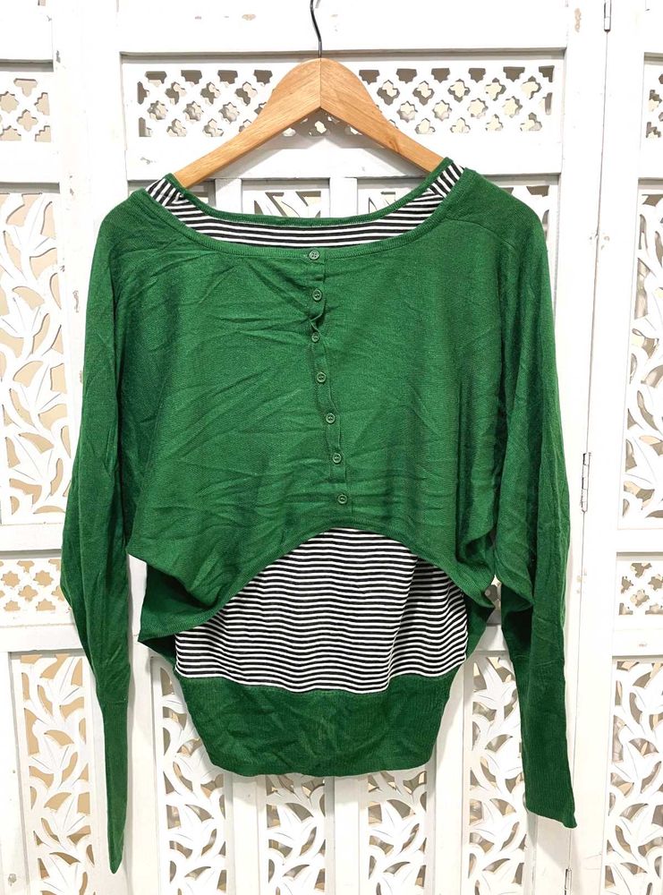 Green Front Button Top A