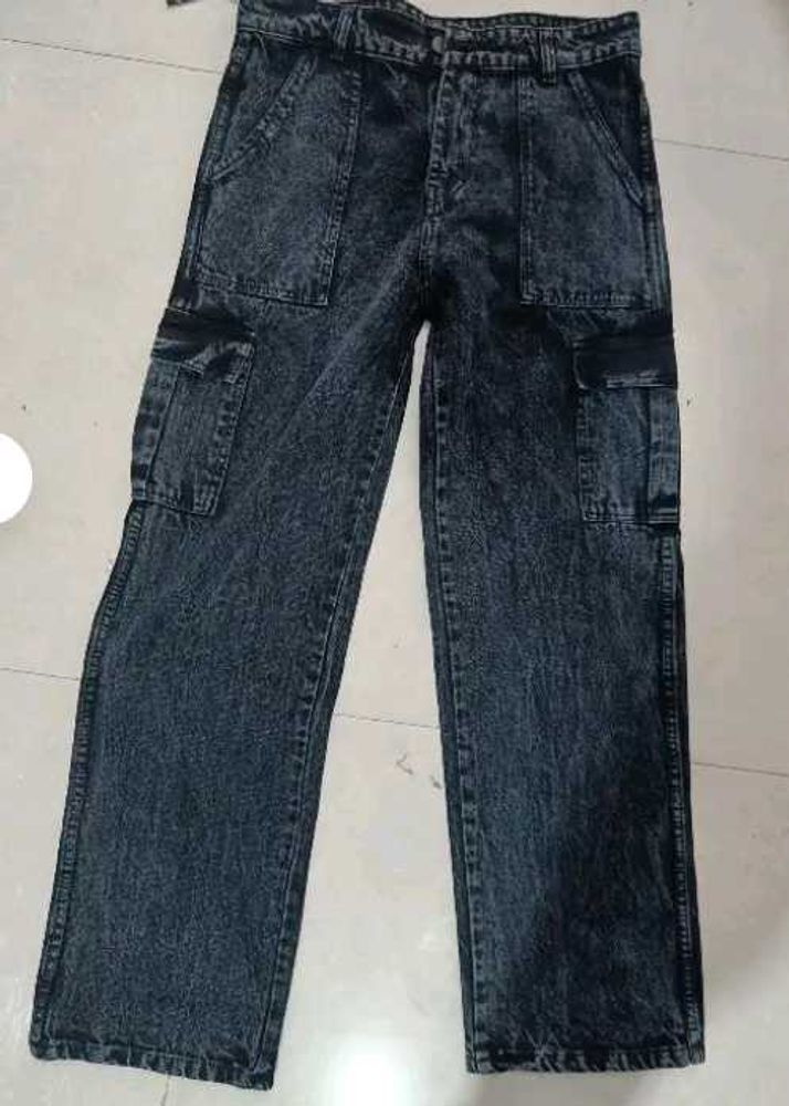 Denim Cargo Pants