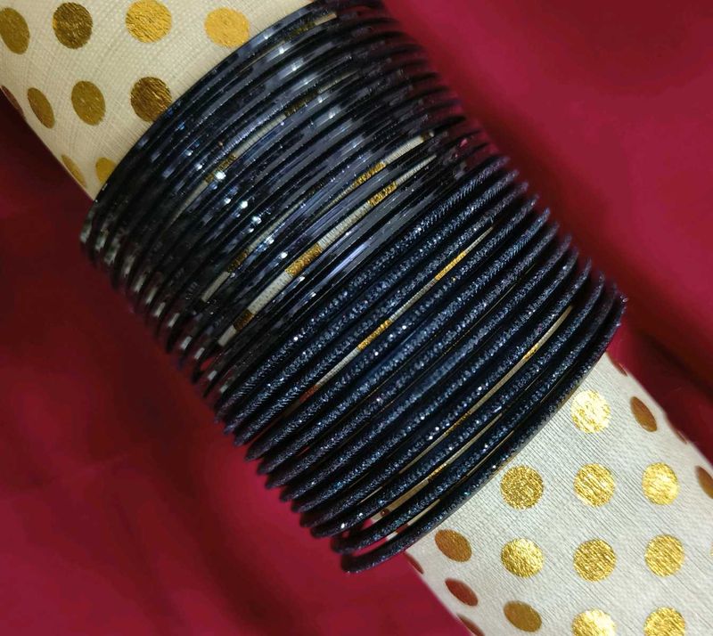 Black metal Bangle / churi (24) Set