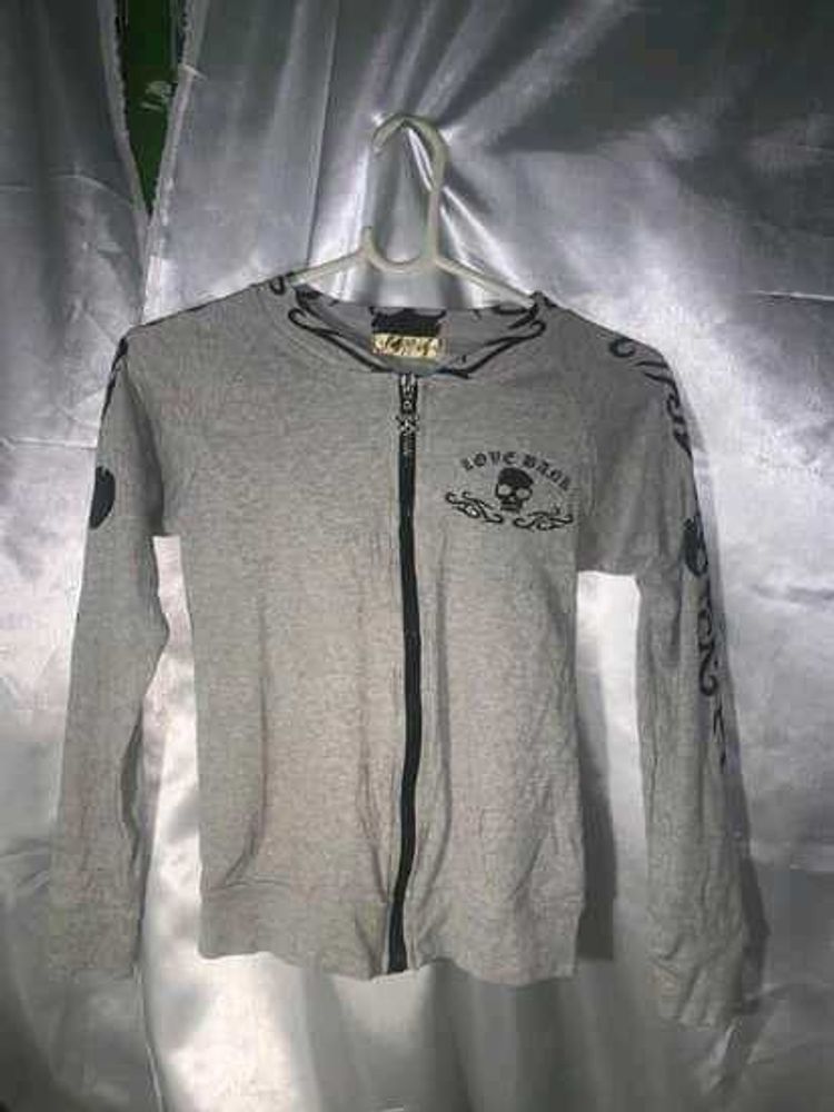 Grey Skull Zip-Up Jacket