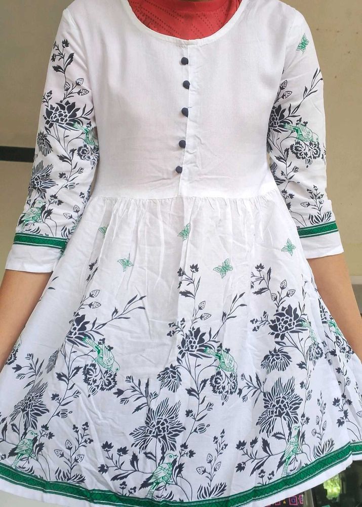Floral White Kurta