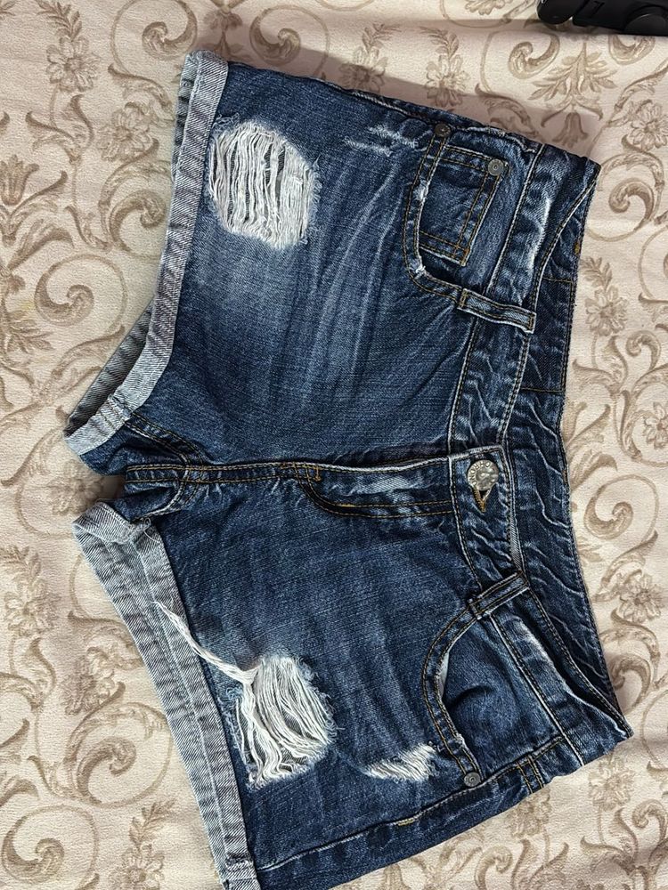 Ripped Denim Shorts