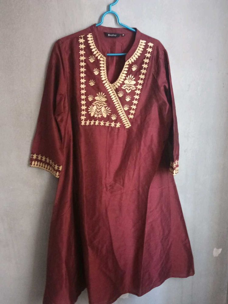 Maroon Colour A Line Dress