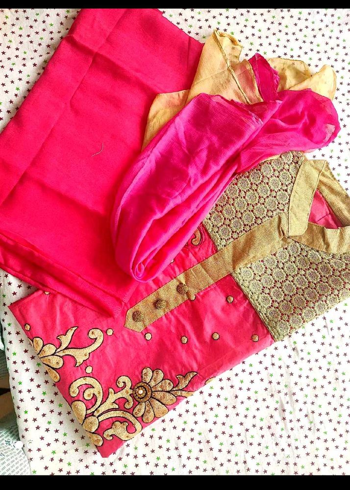pink suit set unstitched