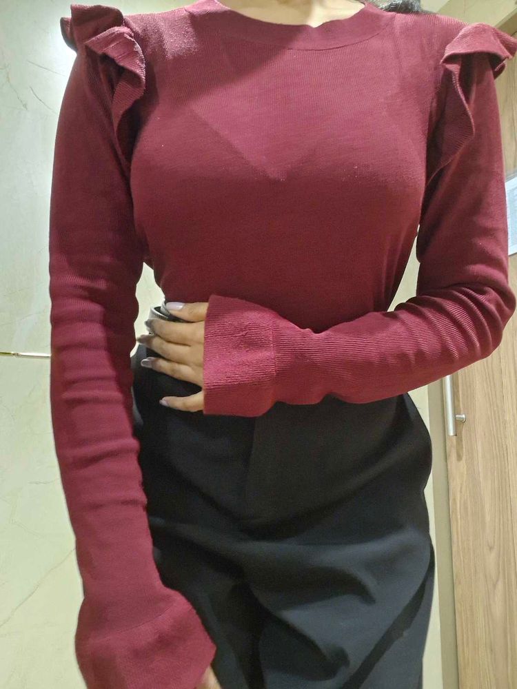 RED H&amp;M FORMAL TOP