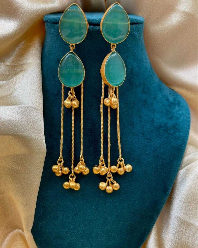 Teal Stone Drop Earrings