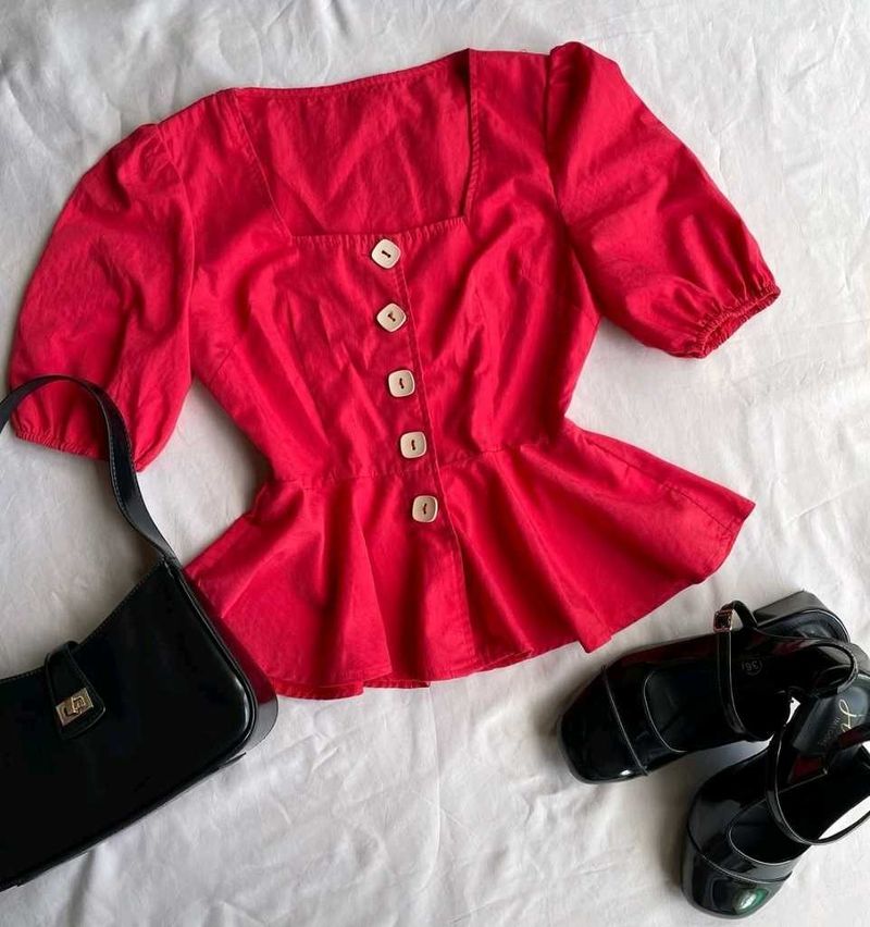 Red Peplum Top