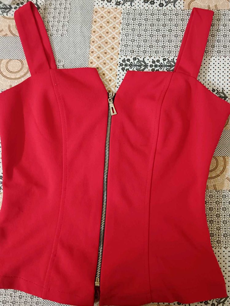 Stylish Red Crop Top Party Wear