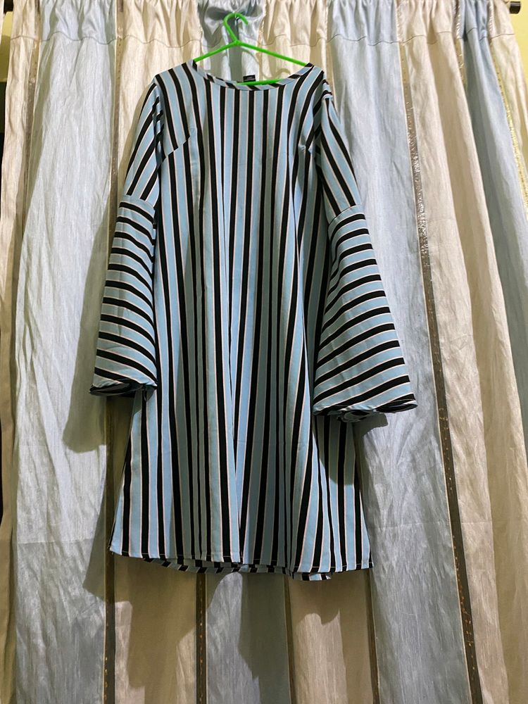 Striped Bell Sleeve Tunic Dress