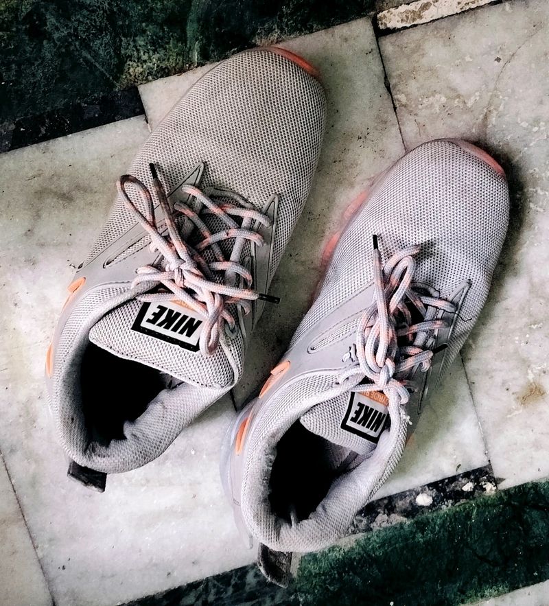 Boys Nike Grey And Orange Shoes