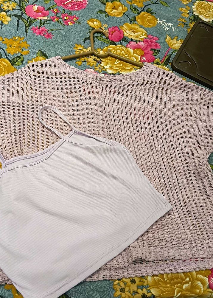 Lavender Knit Top &amp; Cami Set