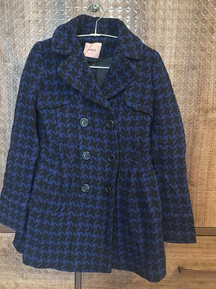 Houndstooth Print Coat