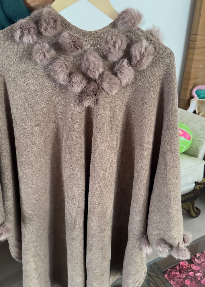 Fur Trimmed Poncho