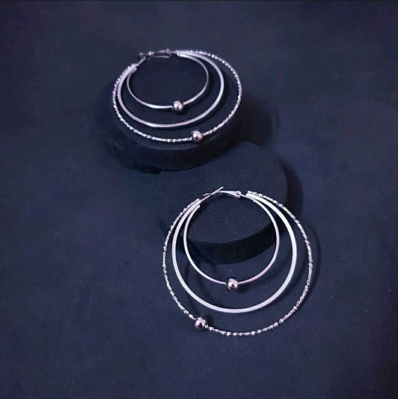 Silver Layered Hoop Earrings