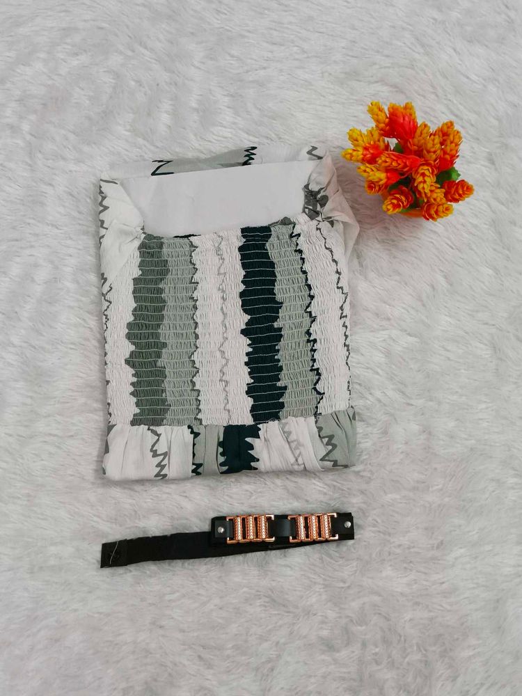 Stylish Striped Top with belt  each 299