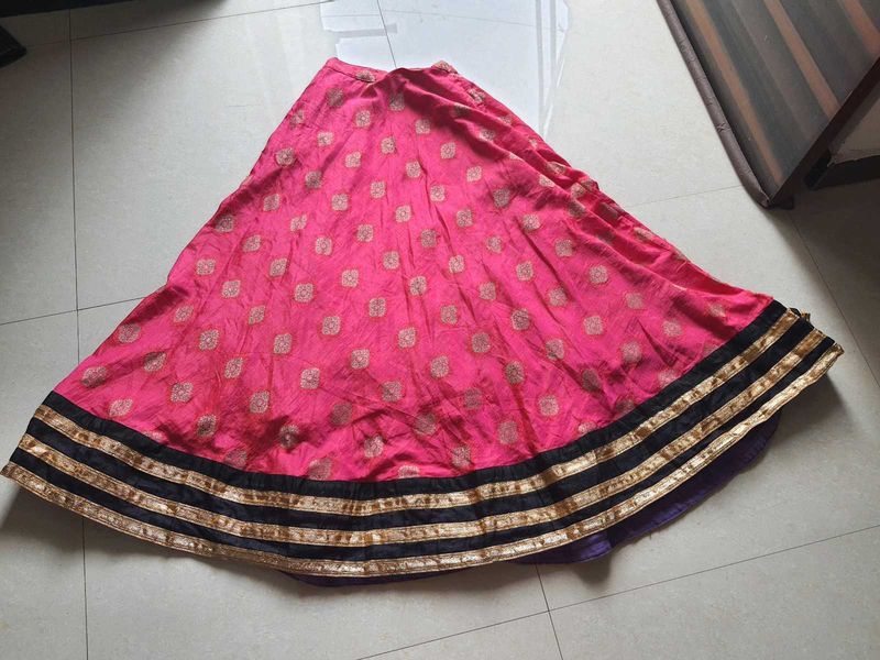 Pink &amp; Gold Print Skirt