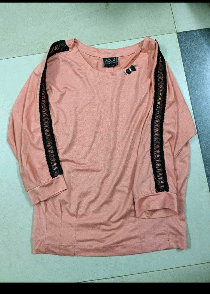 Peach Coloured Bow Top