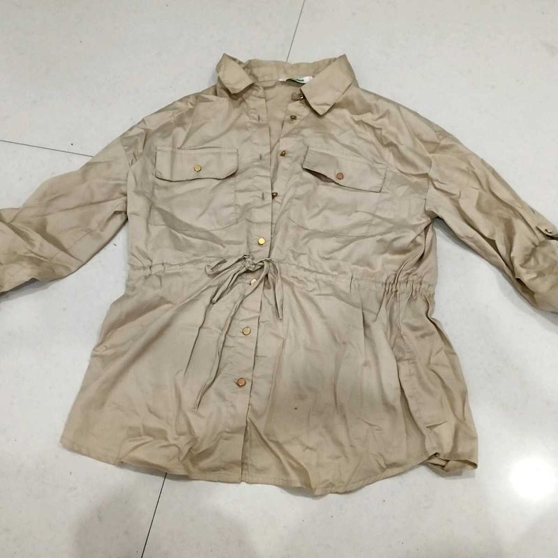 Beige Utility Shirt Dress