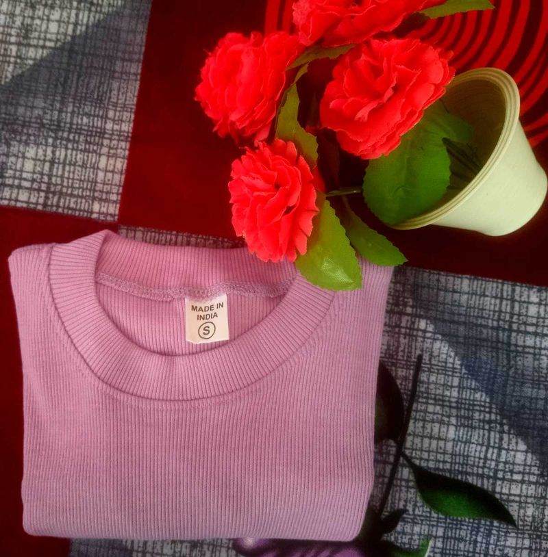 Womens Stylish Ribbed Knit T-shirt