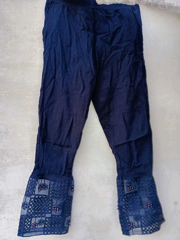 Stylish Blue Cotton Leggings