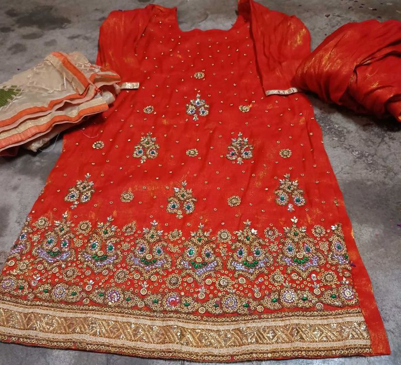 Beautiful Heavy Work Stone Punjabi Suit Patiyala S