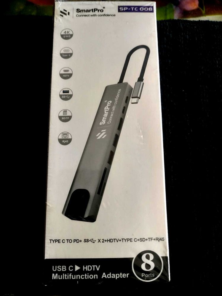 USB Hub 8 In 1 Ports With RJ45