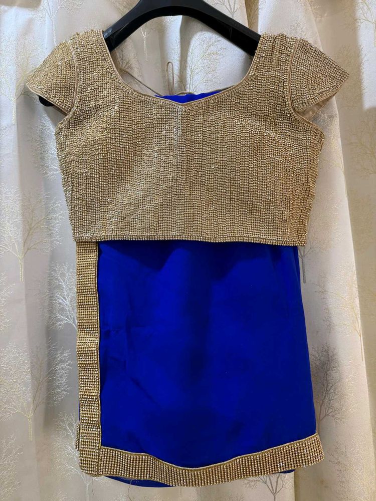 Royal Blue Saree with stiched heavy blouse