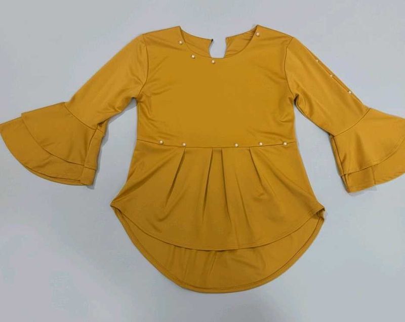Mustard Flared Sleeve Top