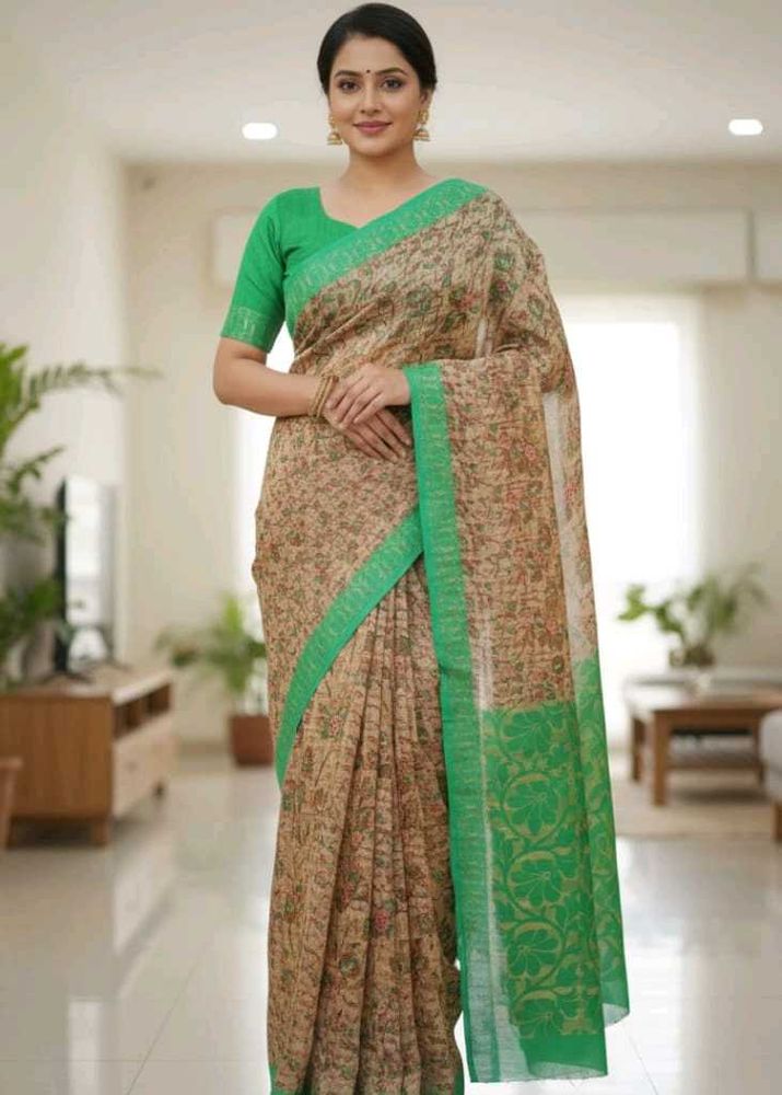 Floral green saree