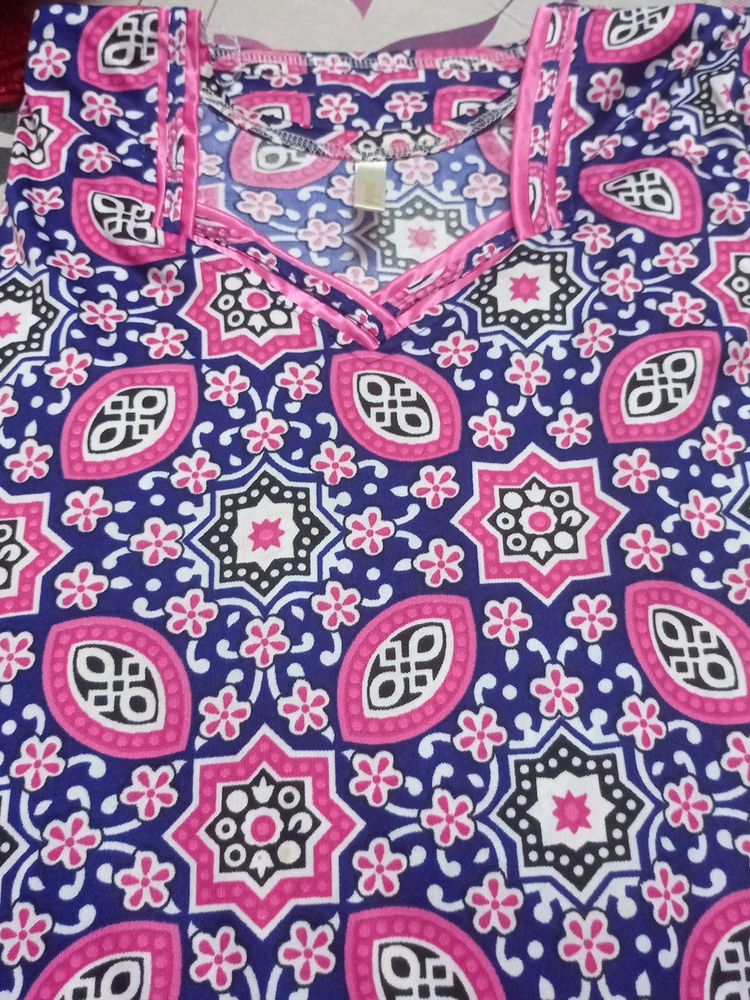 Beautiful Blue And Pink Nighty For women