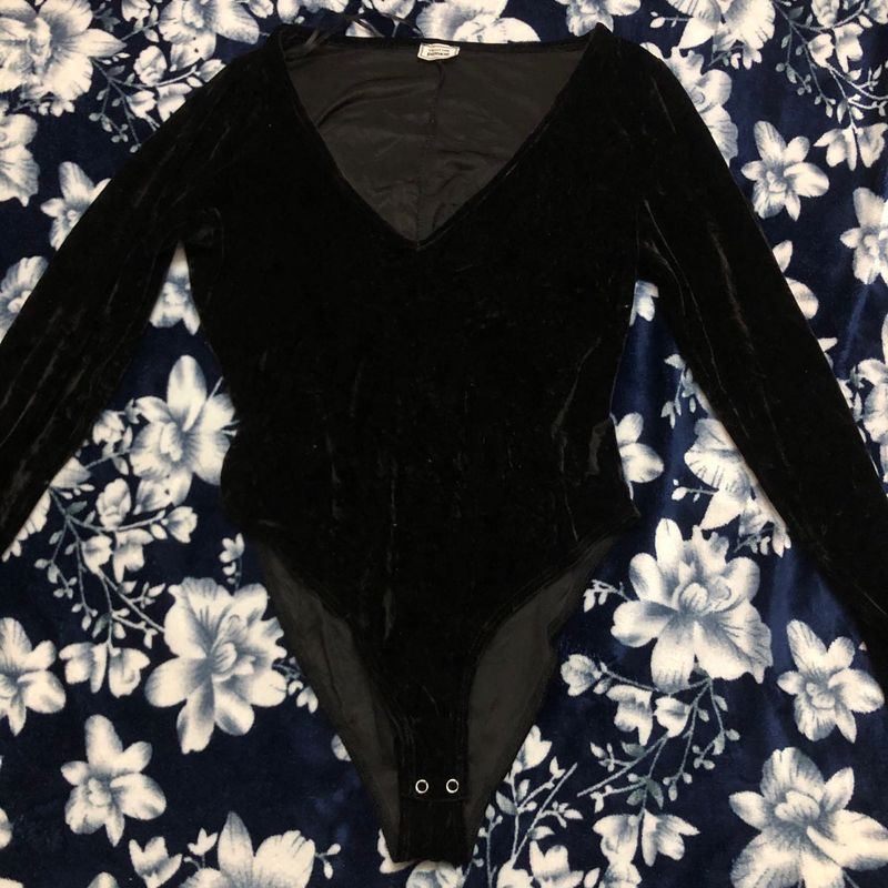 Black Velvet Long Sleeve Bodysuit